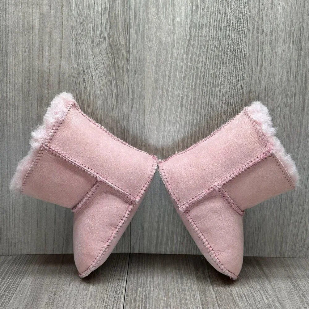 Staheekum Infant Boots Girls Sz XL Very Warm Shearling Lined Booties Suede Pink
